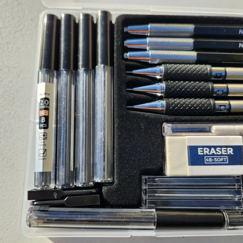 NEW Mechanical Pencil Set Drafting Pencils 0.5 mm & 0.7 mm & 0.9 mm & 3PCS 2mm G
